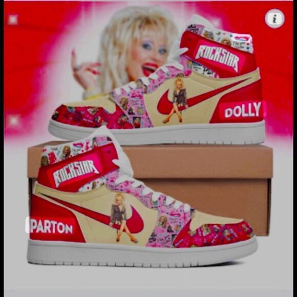 Dolly Parton and Jordan  custom made Basketball shoe sz 8 women's ROCKSTAR - Picture 2 of 3